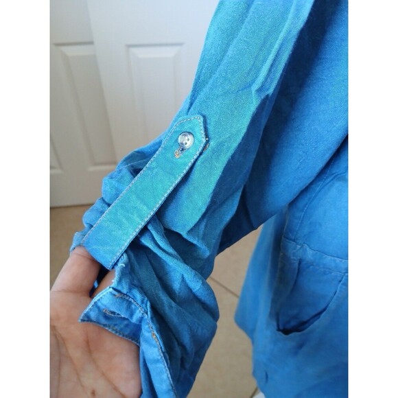 Song Of Style Chambray Tunic Dress Size 2X Belted Roll Tab Sleeve Knee Length - Picture 6 of 16